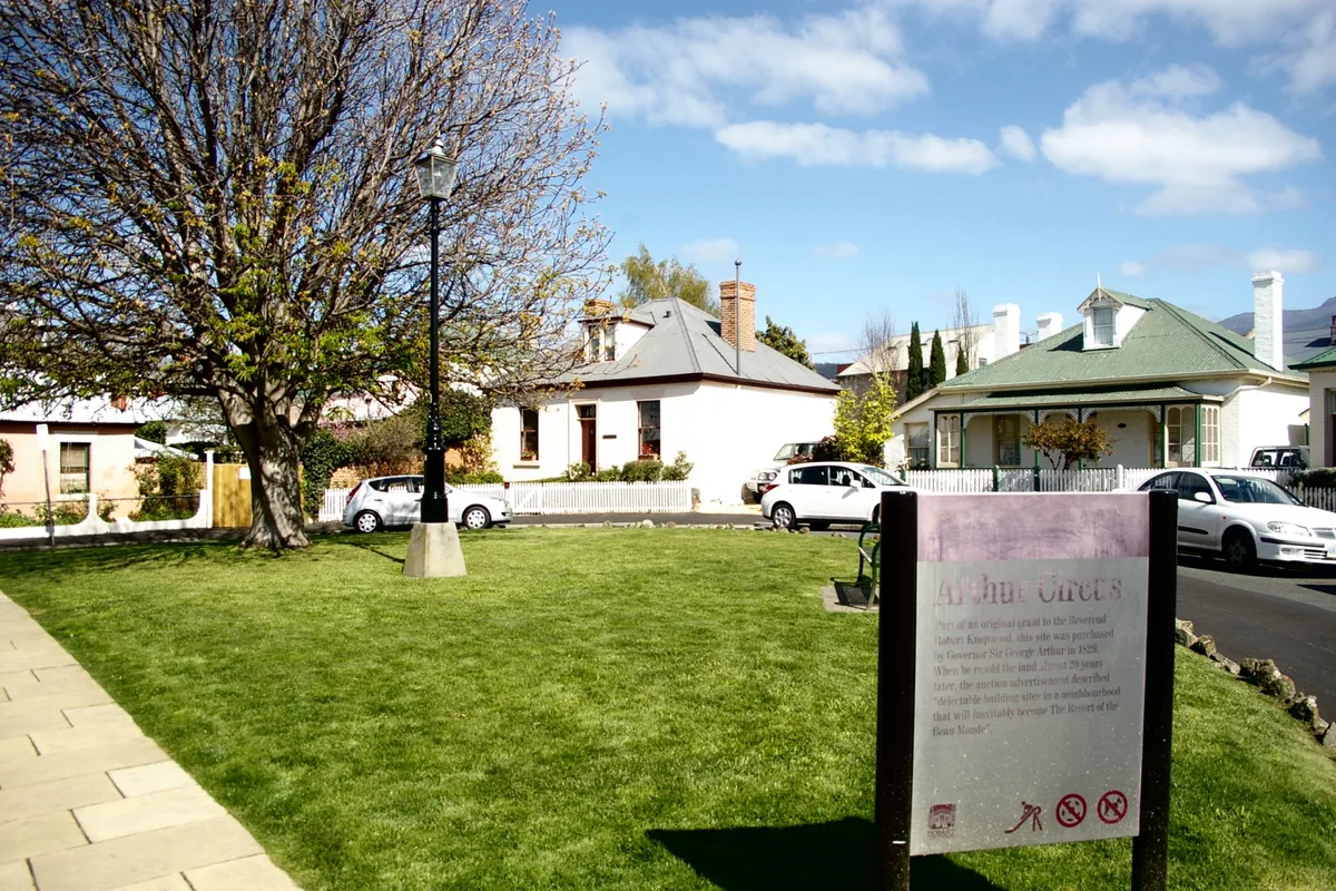 Georgian cottages around Arthur Circus in Battery Point, Hobart.